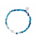 Lucky Eyes Blue Agate Bracelet with Crystal Charm