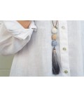 Boho Betty Tefnut Grey/Taupe Tassel Necklace