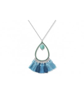 Boho Betty Selene Chain Necklace with Aqua Tassels