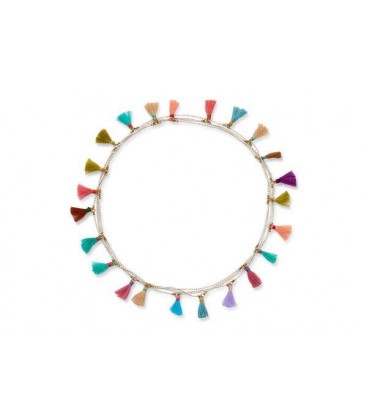 Boho Betty Ceres White chain Necklace with Multi Coloured Tassels