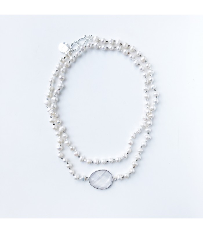 Bcharmd Stanwyck Freshwater Pearl & White Quartz Necklace ...