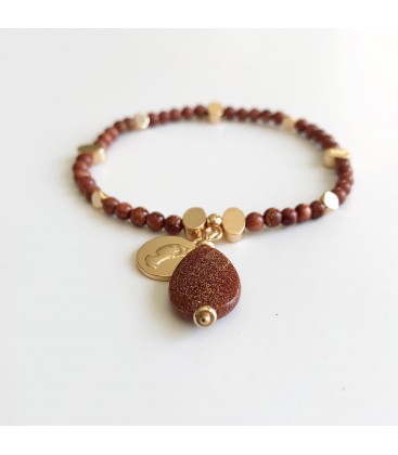 Bcharmd Adrienne Caramel Brown Sandstone Bracelet Gold