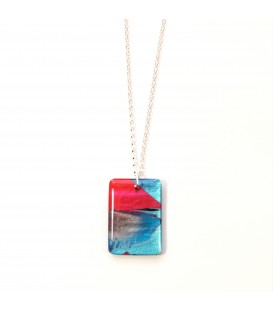 Jojo Blue Rectangle Winter Fuchsia Pendant