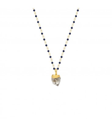 Mirabelle Lapis Rosary with Herkimer Diamond Pendant