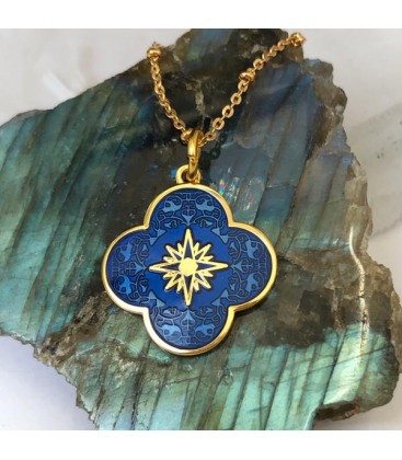 Mirabelle Petal Star Cross Enamel Medal Royal Blue