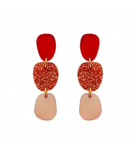 Lily Earrings - Red Copper Glitter