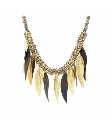 Leaf Choker Black with Gold