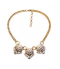 Pearl & Crystal Cluster on Chunky Antique Gold Chain