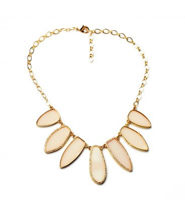 Blush Pink STONE WITH DIAMANTE DETAIL NECKLACE