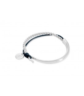 Boho Betty Beuvron Blue Leather/Silver Bracelet with Silver Balls